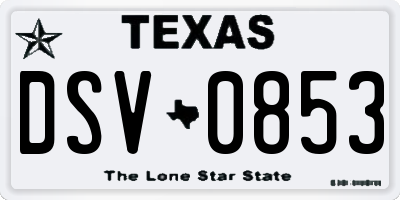 TX license plate DSV0853