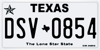 TX license plate DSV0854