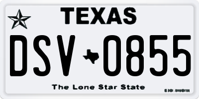 TX license plate DSV0855