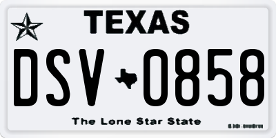 TX license plate DSV0858