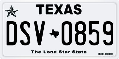 TX license plate DSV0859