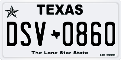 TX license plate DSV0860