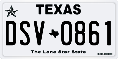 TX license plate DSV0861