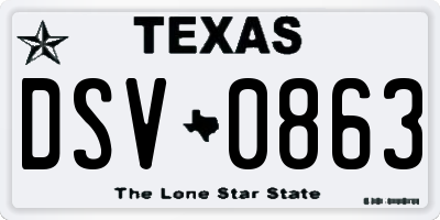 TX license plate DSV0863