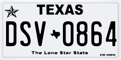 TX license plate DSV0864
