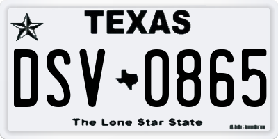TX license plate DSV0865