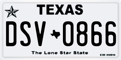 TX license plate DSV0866