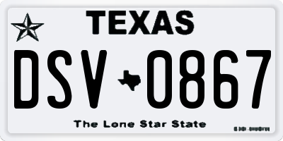 TX license plate DSV0867