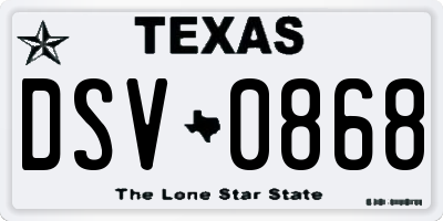 TX license plate DSV0868