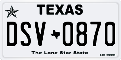 TX license plate DSV0870