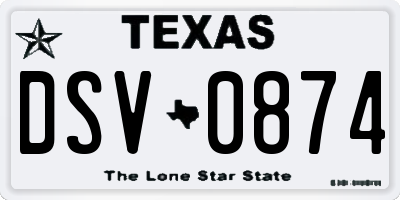 TX license plate DSV0874