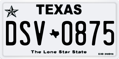 TX license plate DSV0875