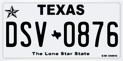 TX license plate DSV0876
