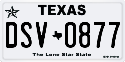 TX license plate DSV0877