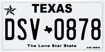 TX license plate DSV0878