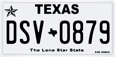 TX license plate DSV0879