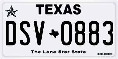 TX license plate DSV0883