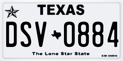 TX license plate DSV0884