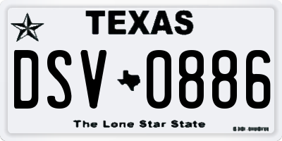 TX license plate DSV0886
