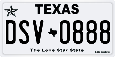 TX license plate DSV0888