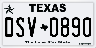 TX license plate DSV0890
