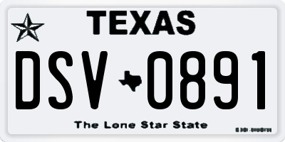 TX license plate DSV0891