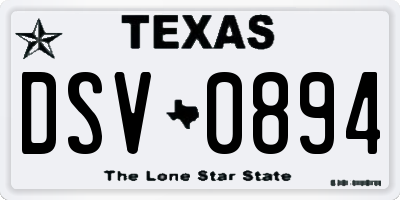 TX license plate DSV0894