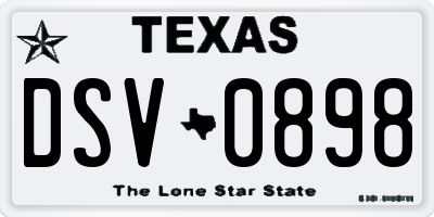 TX license plate DSV0898