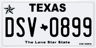TX license plate DSV0899