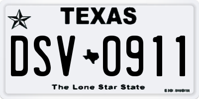 TX license plate DSV0911