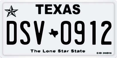 TX license plate DSV0912