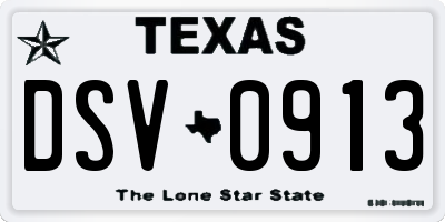 TX license plate DSV0913