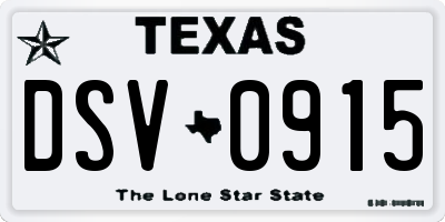 TX license plate DSV0915
