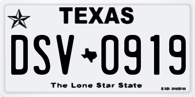 TX license plate DSV0919