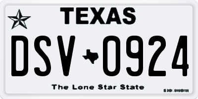 TX license plate DSV0924