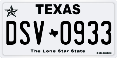 TX license plate DSV0933