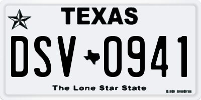 TX license plate DSV0941