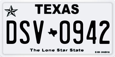 TX license plate DSV0942
