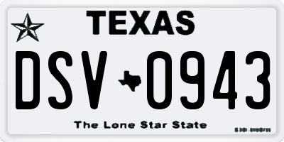 TX license plate DSV0943