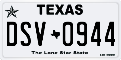 TX license plate DSV0944