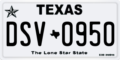TX license plate DSV0950