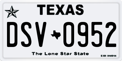 TX license plate DSV0952