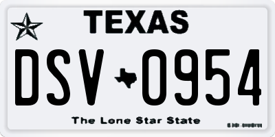 TX license plate DSV0954