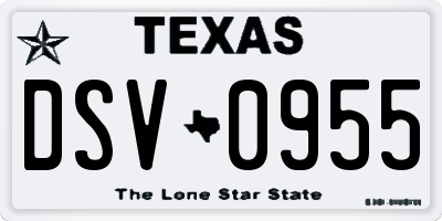 TX license plate DSV0955