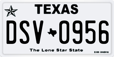 TX license plate DSV0956