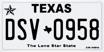 TX license plate DSV0958