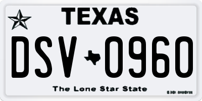 TX license plate DSV0960