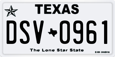 TX license plate DSV0961