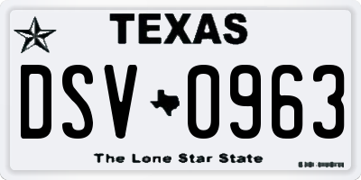 TX license plate DSV0963
