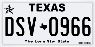 TX license plate DSV0966